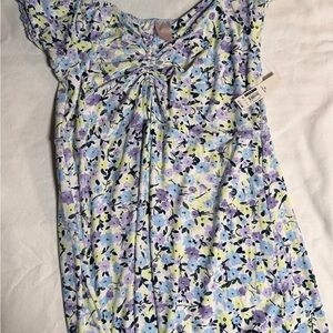 Floral Print Dress with Ruffle Sleeves